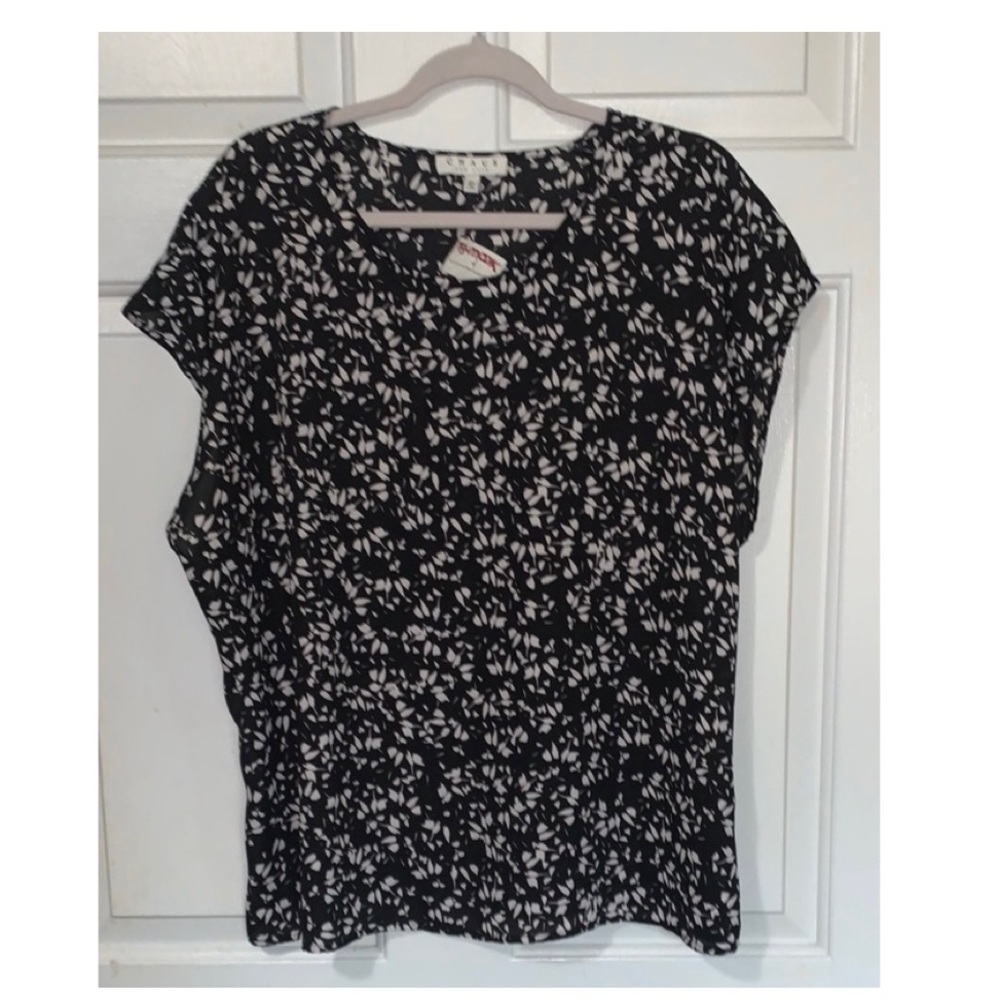 🍇 CHAUS Sleeveless Black and White Shell Blouse NWT XL